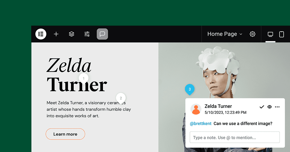 Elementor 3.16 - Notes in the Top Bar