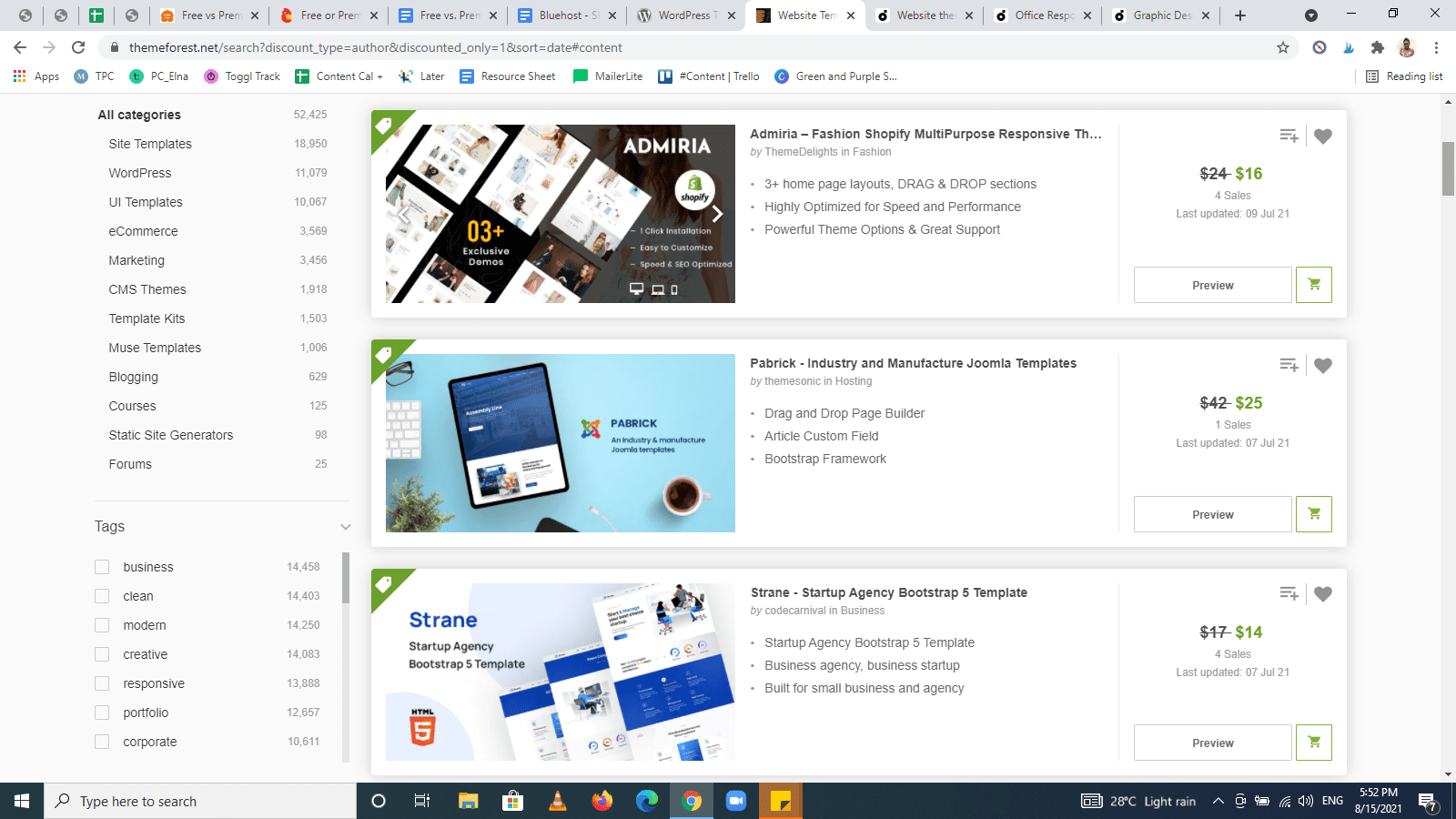 主题森林网站的付费的高级 WordPress 主题列表