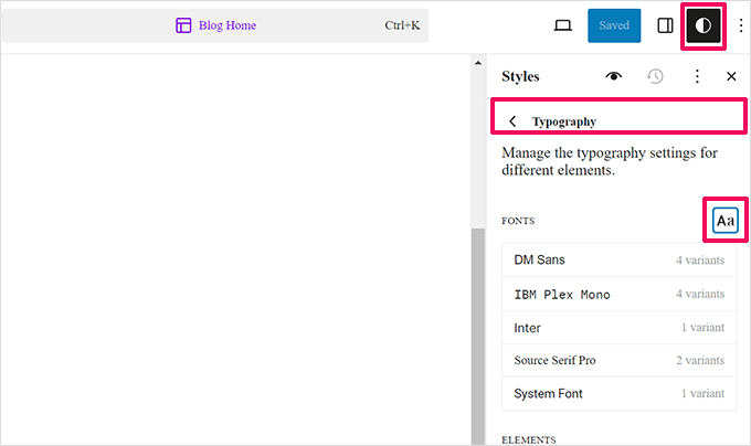在 WordPress 站点编辑器中管理字体