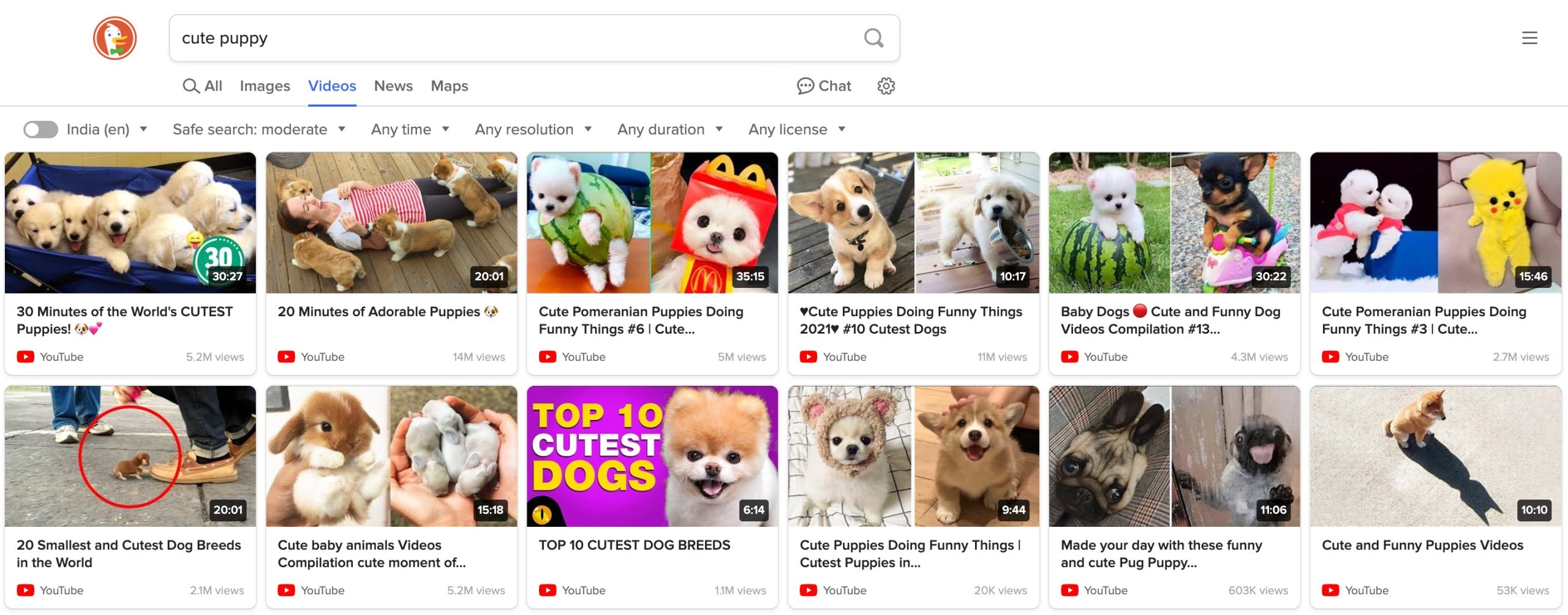DuckDuckGo 视频搜索