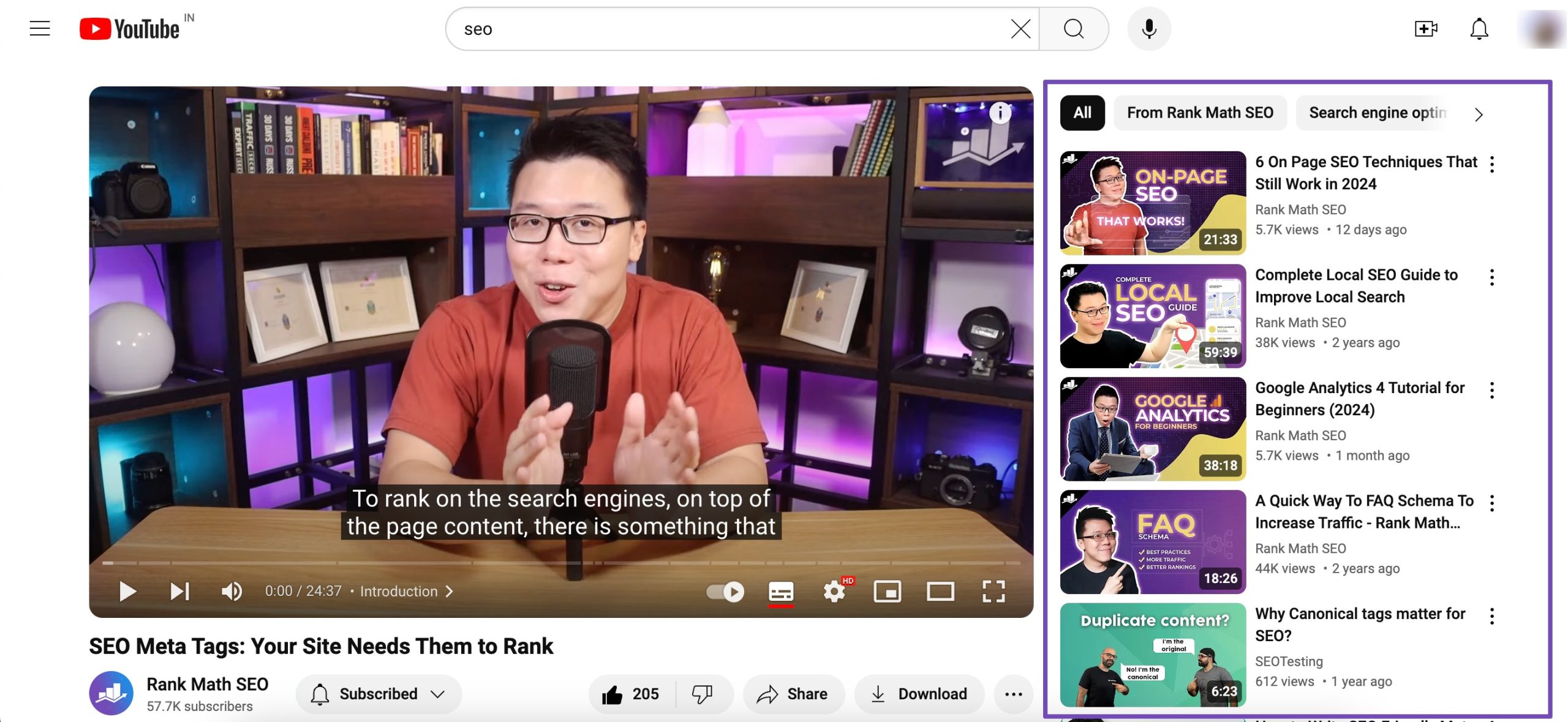 Youtube 相关视频板块