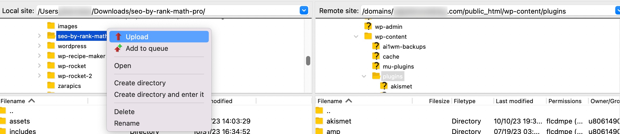 使用 FTP 手动安装 WordPress 插件