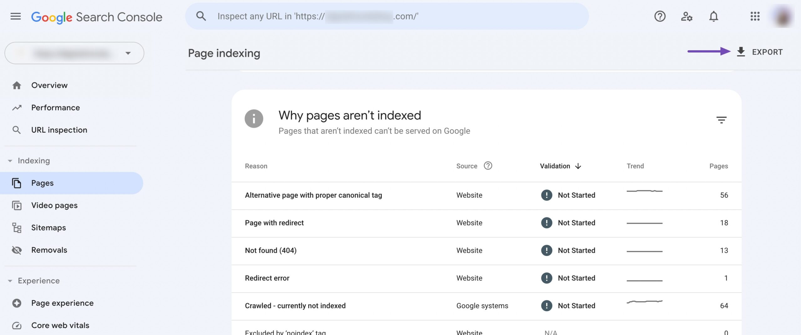 在 Google Search Console 中导出数据