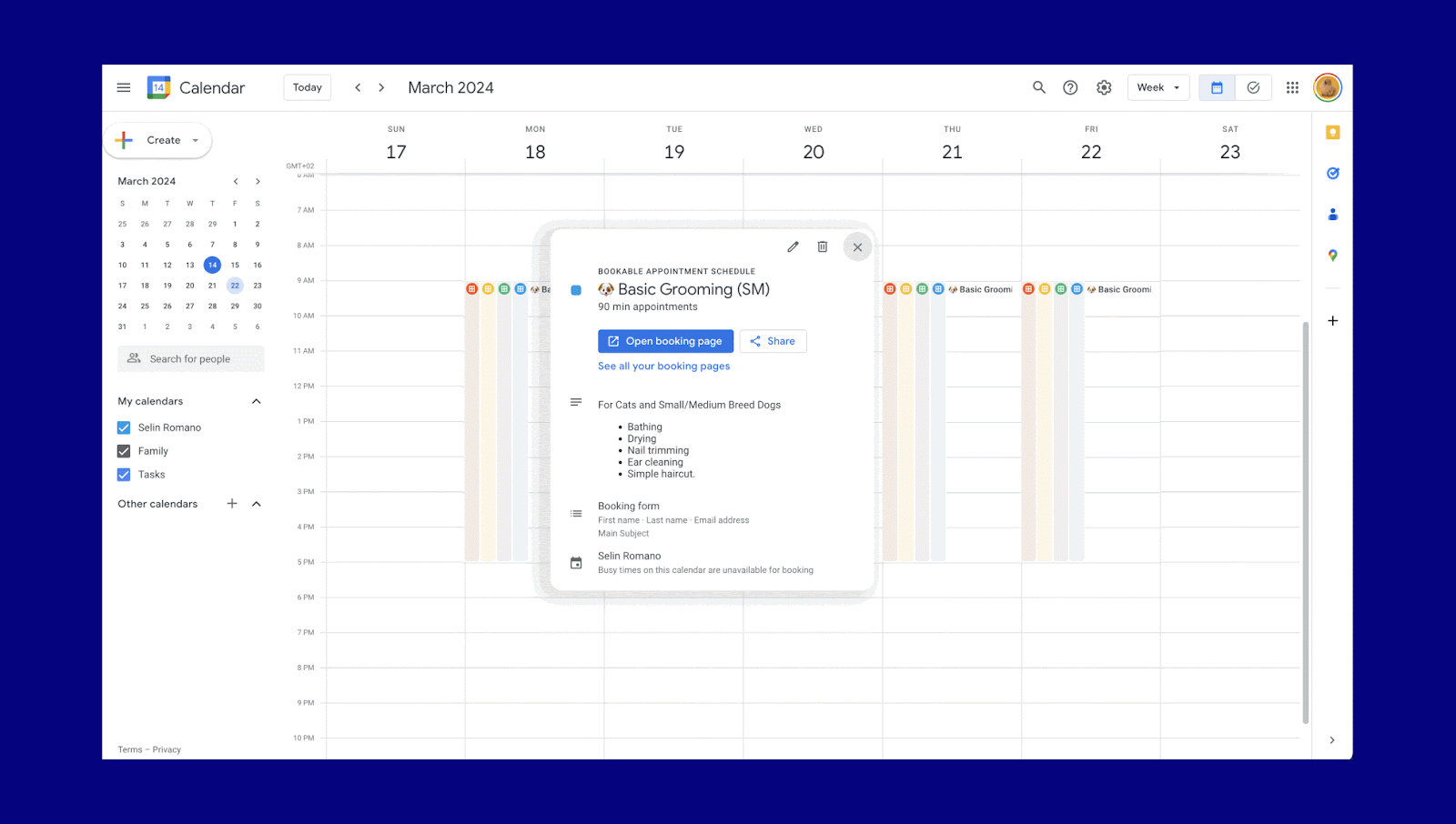 Image 1 How To Add Appointment Scheduling Slots To Your Website With Elementor Pro 在网站上添加 Google 的预约安排功能