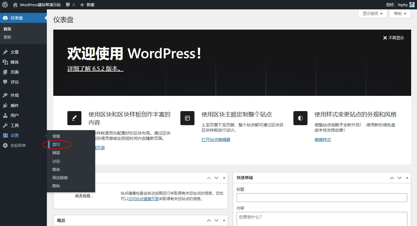 WordPress 撰写选项