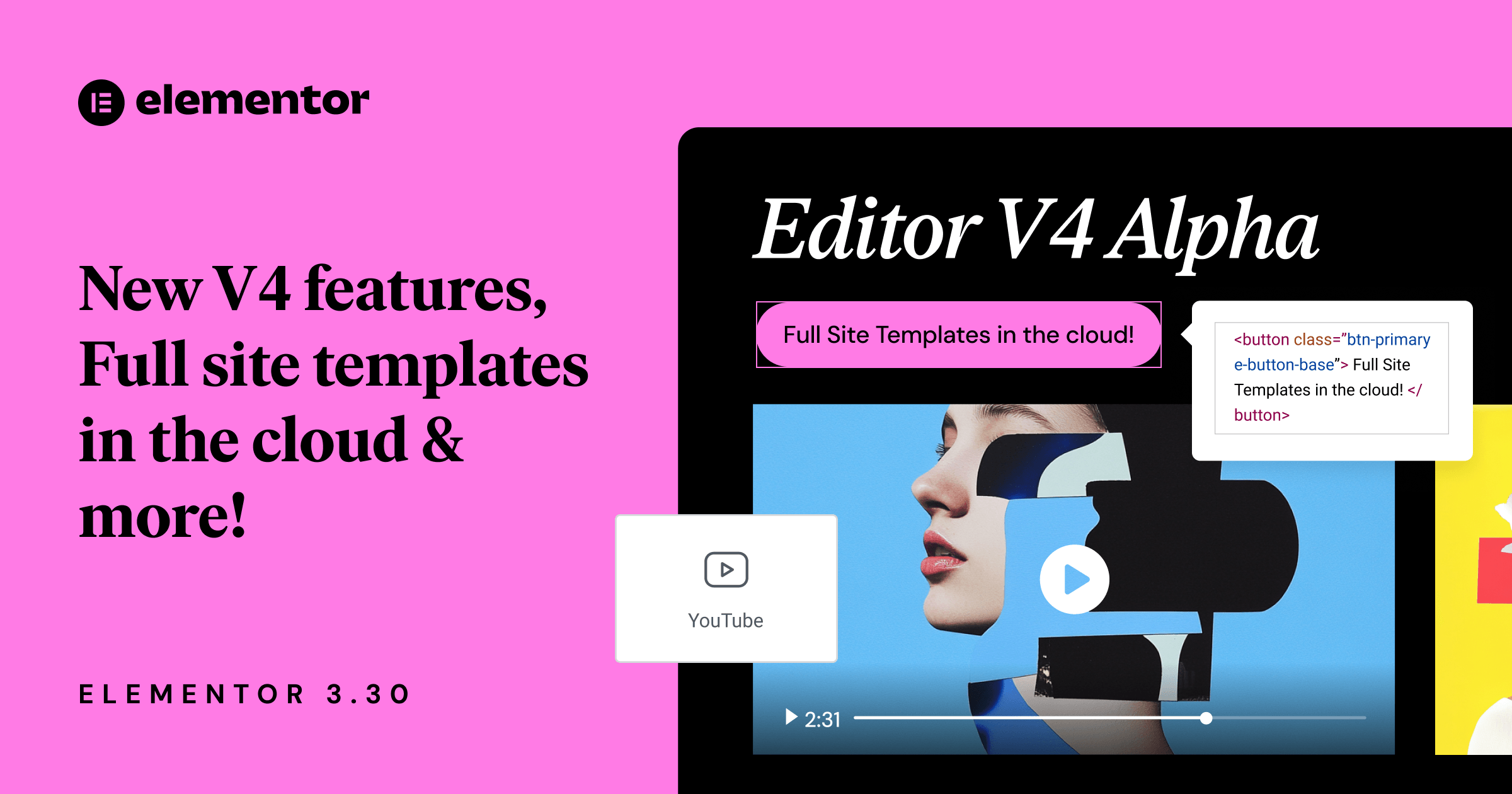 介绍 Elementor 3.30：新的编辑器 V4 功能、云端的完整网站模板等
